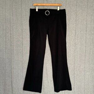 Y2K Vintage Sugar Rush Black Stretch Silver Buckle Belt Mid Rise Flare Leg Pant